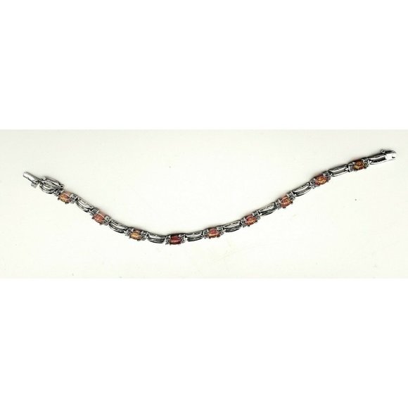 Sterling Silver Bracelet Pink Top Accents Tennis 7."  925 - Picture 3 of 8